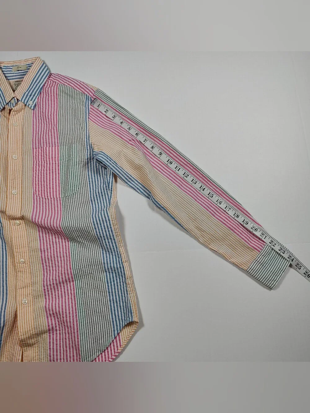 NWT J Crew 100% Cotton Seersucker Rainbow Colorblock Button Down Shirt Size XS